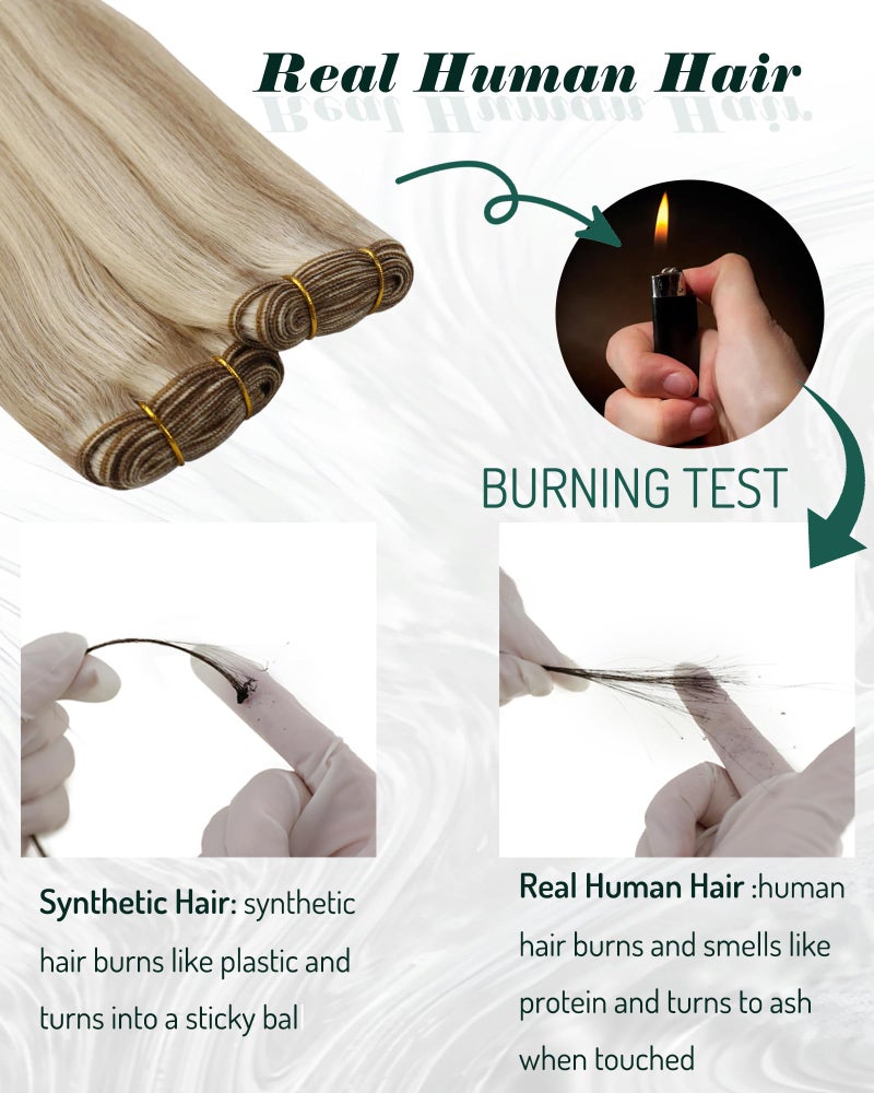 RUNATURE Weft Hair Extensions Human Hair, Blonde Sew in Hair Extensions 12 Inch 70g Straight Human Hair Weft Extensions, Remy Natural Hair, Easy to Maintain, #8P60 Brown Highlight Blonde - Image 3